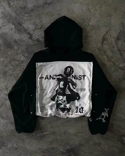 Gothic Letter Graphics Pullover Hoodie