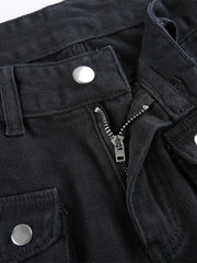 Metal Button Straight Leg Pants