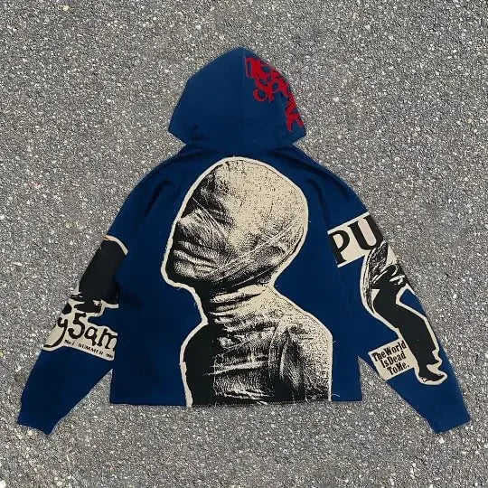 Gothic Mummy Print Oversized Hoodie