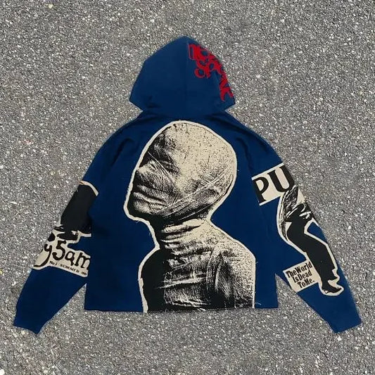Gothic Mummy Print Oversized Hoodie