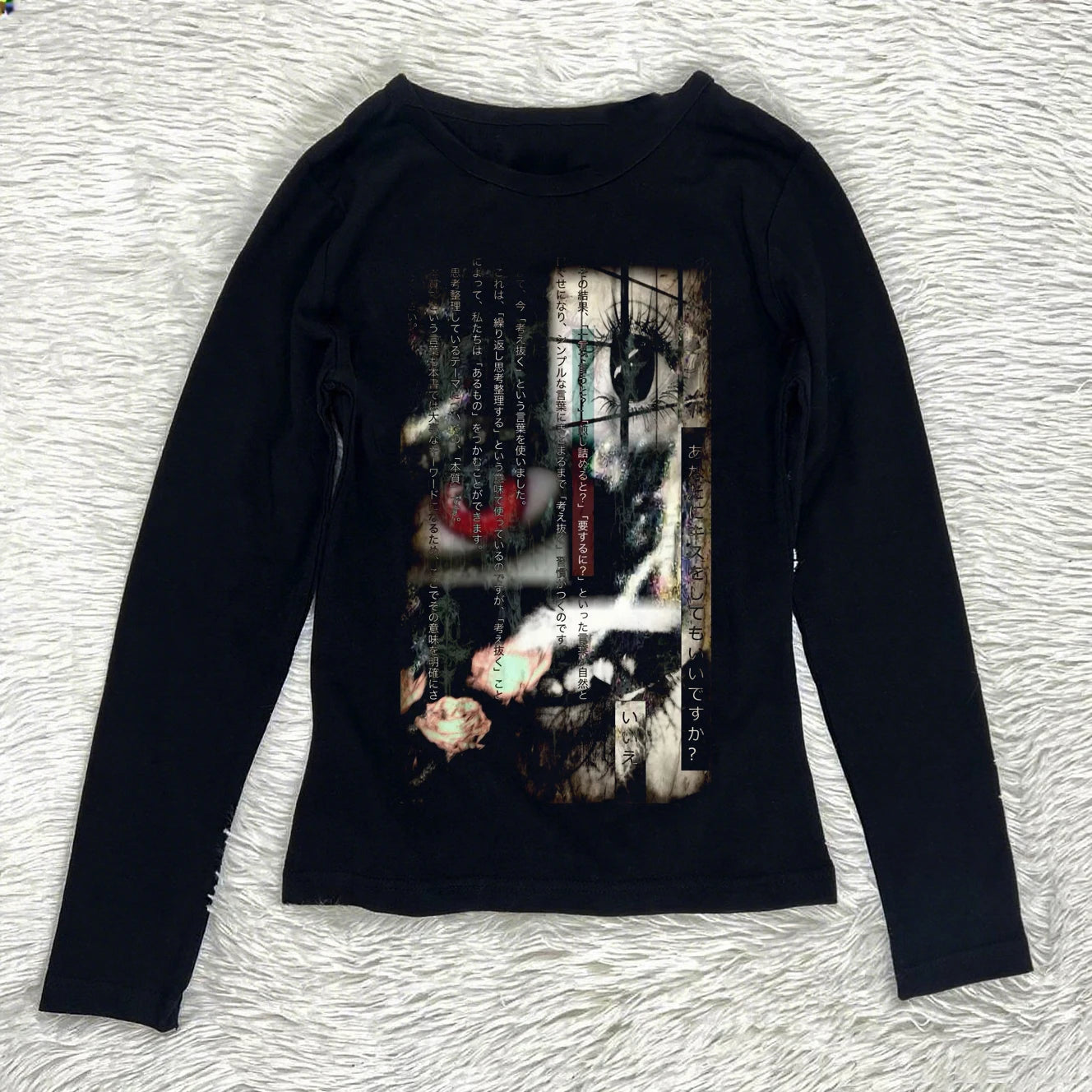 Emo Goth Kitty Graphic Cropped Knit Top Main image