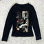 Emo Goth Kitty Graphic Cropped Knit Top
