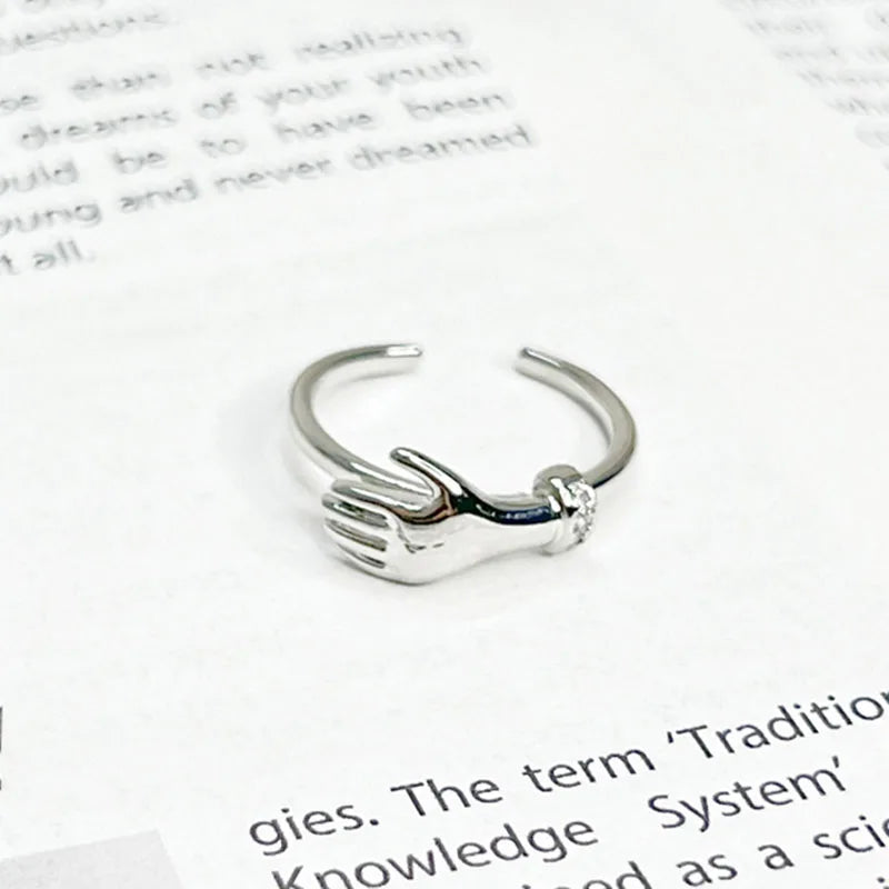 Creative Couple Handshake Gothic Ring