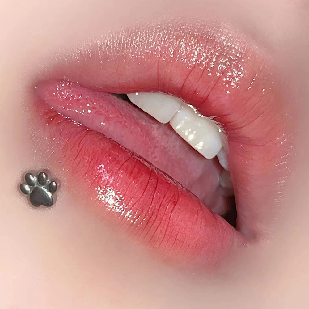 Stainless Steel Bear Paw Cute Simple Lip Stud