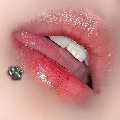 Stainless Steel Bear Paw Cute Simple Lip Stud