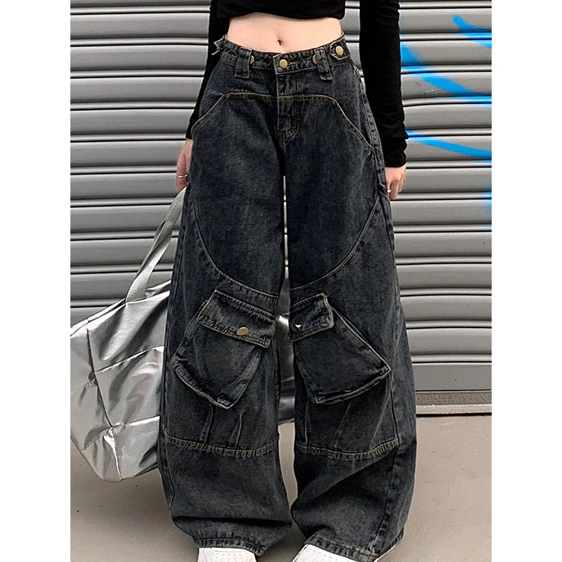 Dark Blue Gothic Baggy Cargo Pant Main image