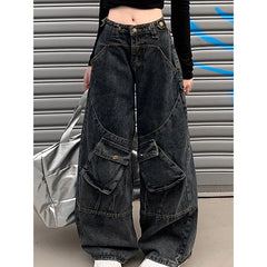 Dark Blue Gothic Baggy Cargo Pant
