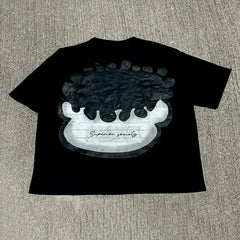 Face Pattern Print Oversized Cotton T-shirt