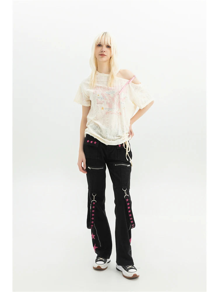 Black Gothic Baggy Cargo Pant Main image