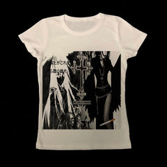 Gothic Letter Print Slim Cotton T-shirt