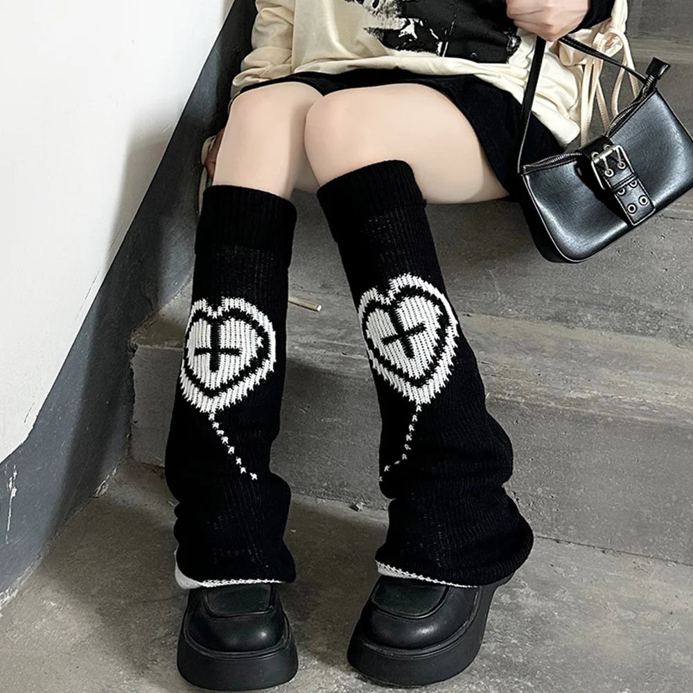 Gothic Knitted Star Cross Leg Sock