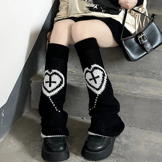 Gothic Knitted Star Cross Leg Sock