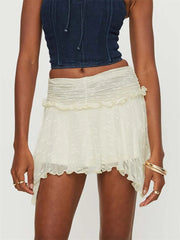Ruffled Lace High Waist Skirt