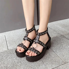 Black Punk Gothic Rivet Sandal
