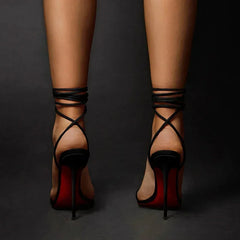 Pointed Strap Gothic Slim High Heel Sandals