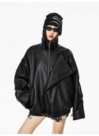 Oversized Faux Leather Biker Jacket