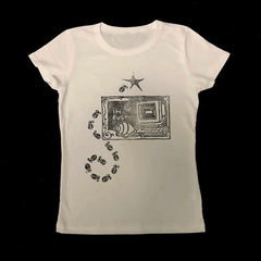 Gothic Letter Print Slim Cotton T-shirt