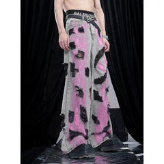 Contrasting Gothic Ripped Denim Pant