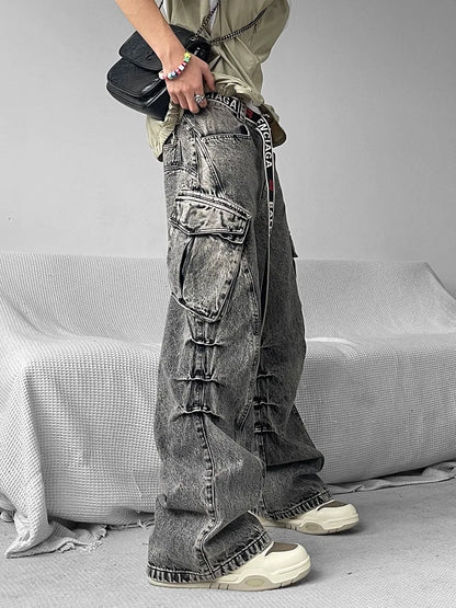 Grey Gothic Baggy Cargo Pant