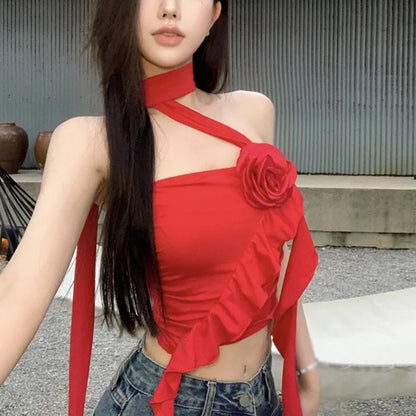 Solid Color Slim Camisole Crop Top