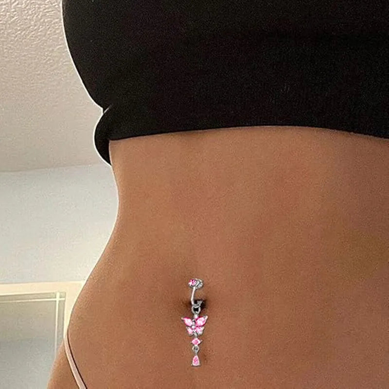 Clip-On Butterfly Fake Gothic Belly Ring Secondary image