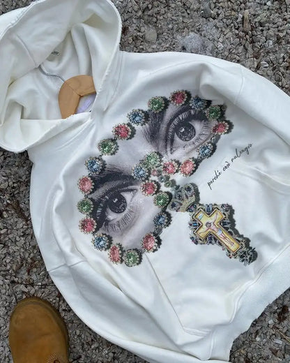Gothic Eyes Print Sports Hoodie