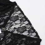 Lace Trim Flare Sleeve Mesh Top