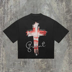 Gothic Retro Cross Pattern Cotton T-shirt