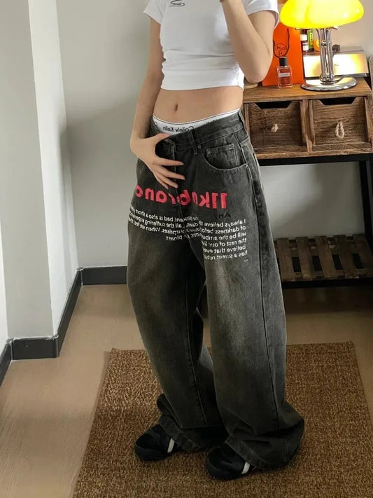 Vintage Gothic Baggy Letter Pant