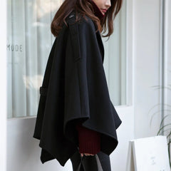 Belted Wool Shawl Cape Cloak