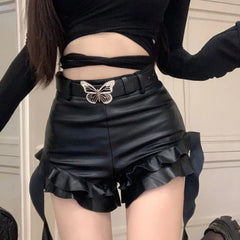 Belted Faux Leather Shorts