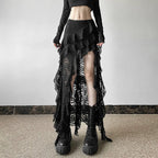 Lace Ruffles Patchwork Mini Skirt