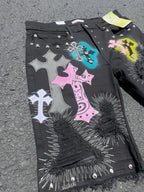 Punk Applique Loose Shorts