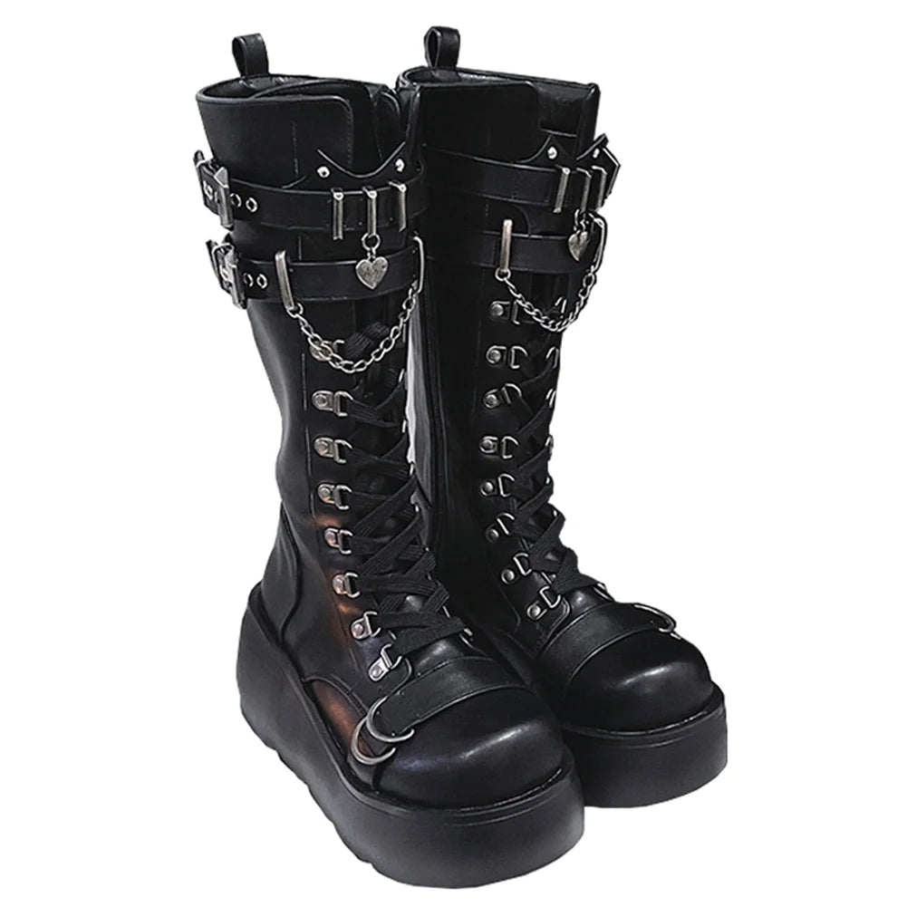 GIGIFOX Platform Gothic Combat Boot