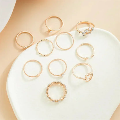 Boho Gold Heart Geometric Gothic Pearl Ring