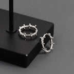 Silver Thorns Hoop Small Round Punk Earring
