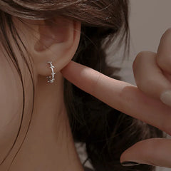 Silver Thorns Hoop Small Round Punk Earring
