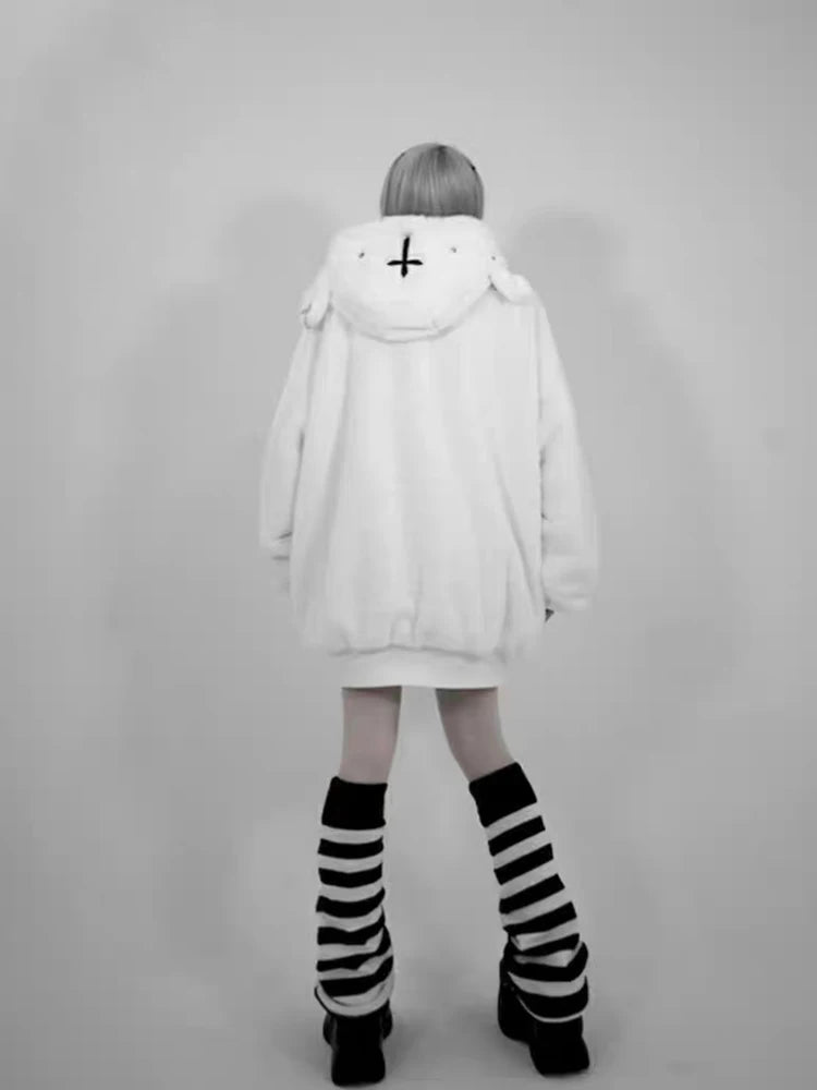 Thick Pile Hooded Long Coat
