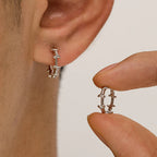Silver Thorns Hoop Five-Pointed Star Earring