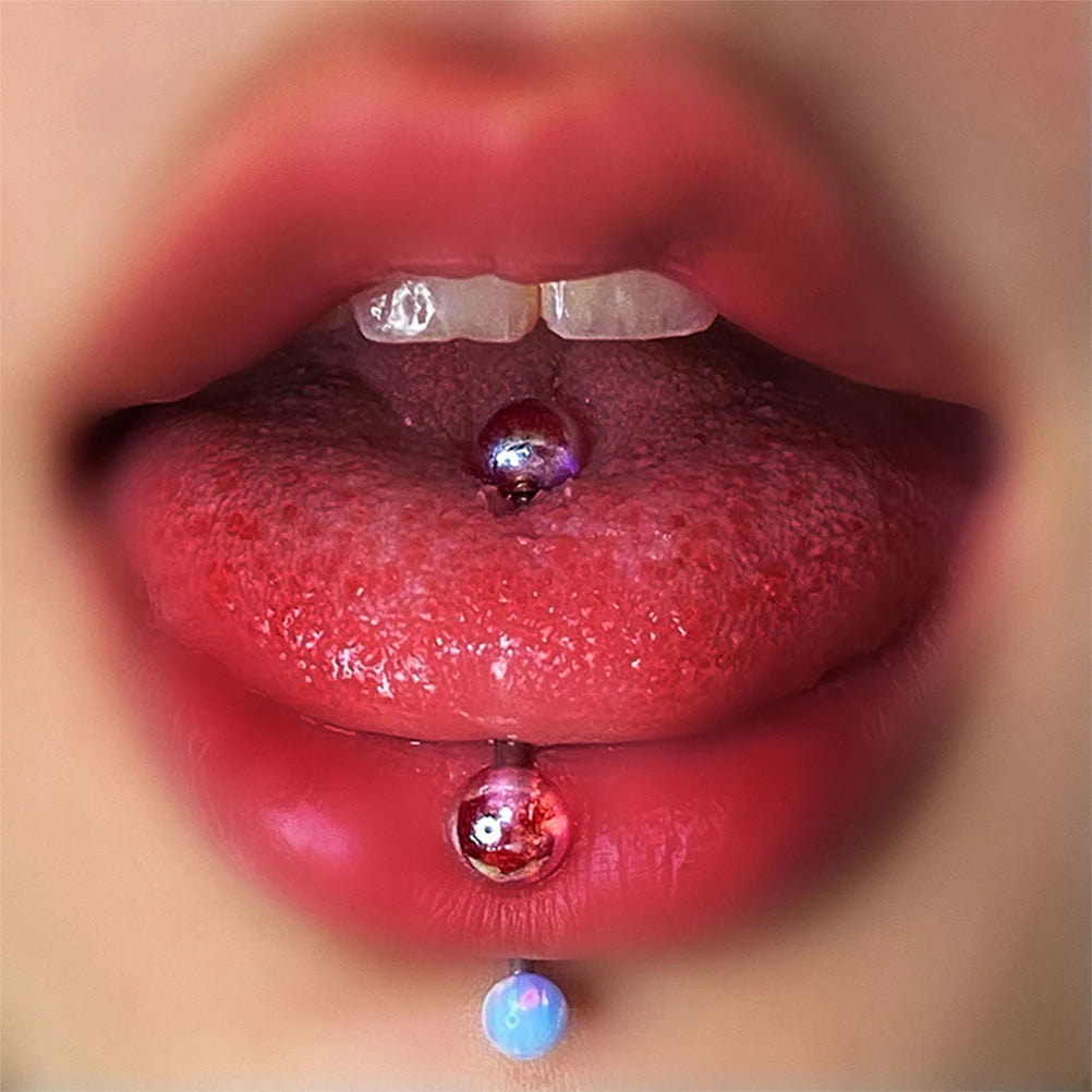 16mm Titanium Steel Colorful Ball Tongue Ring