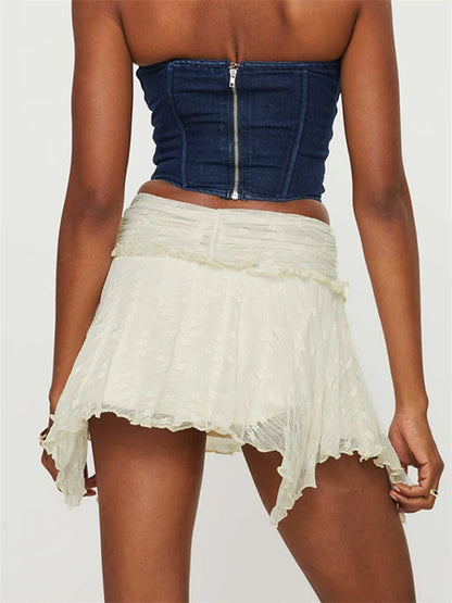Ruffled Lace High Waist Skirt