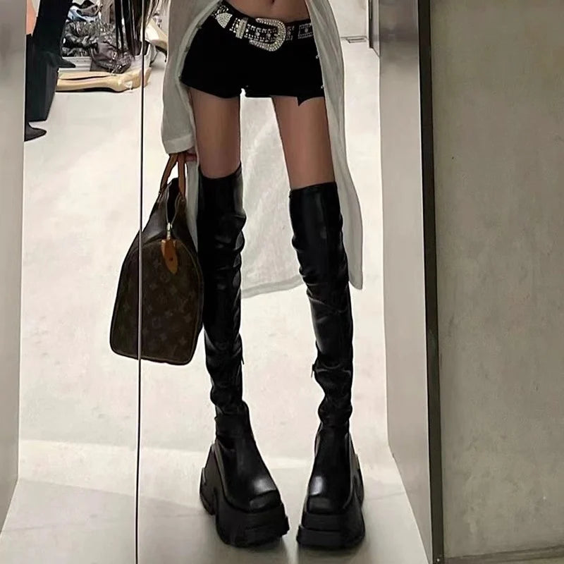 Women Punk 10 CM Platform Chunky Gothic Boot Main image