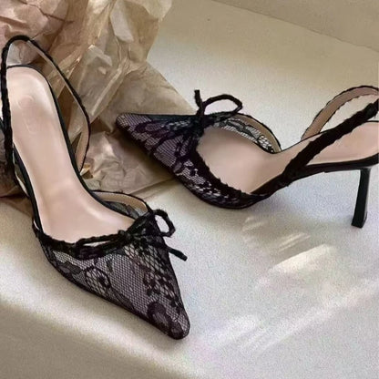 Leopard Print Gothic Lace Bow High Heels High Heel