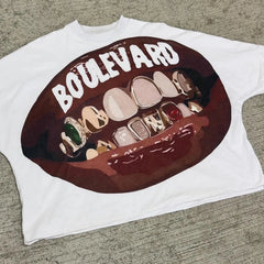 Hip Hop Teeth Graphic Cotton Oversized T-shirt