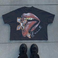 Gothic Retro Cross Pattern Cotton T-shirt