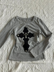 Vintage Gothic Long Sleeve Cotton T-shirt