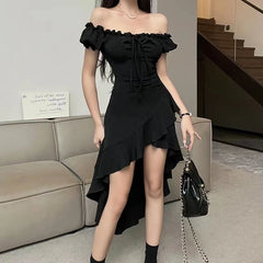 Off-Shoulder Ruffle Midi Dress