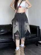 Gradient Hole Denim Short