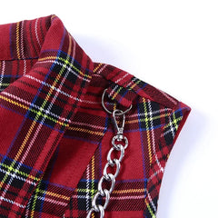 Plaid Zipper Chain Corset