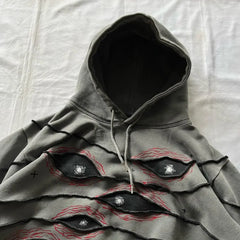 Gothic Eyes Patchwork Pullover Hoodie